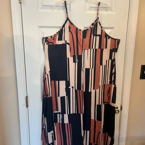 Women Plus Size Colorblock Geometric Print Summer Vacation Beach Maxi Dress 22W - Picture 8 of 12